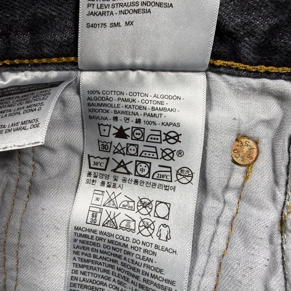 Levis 501 Original Fit Charcoal Gray Straight Leg Denim Jeans Mens 35x30 - Picture 10 of 11